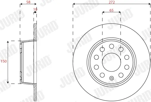 Гальмівний диск задній Audi Q2 / VW Jetta VII, T-Roc / Seat Ateca, Leon / Skoda Karoq, Octavia IV Jurid/Bendix 563293JC (фото 1)