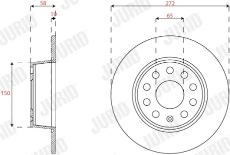 Гальмівний диск задній Audi Q2 / VW Jetta VII, T-Roc / Seat Ateca, Leon / Skoda Karoq, Octavia IV Jurid/Bendix 563293JC