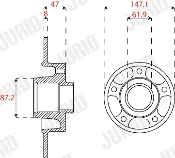Гальмівний диск задній RENAULT Megane Jurid/Bendix 563317JC1