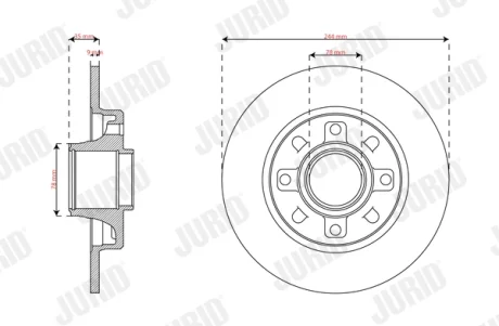 Гальмівний диск задній Citroen C3, C4 / Opel Crossland / Peugeot 208, 2008 Jurid/Bendix 563402J1