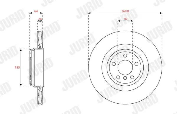 Гальмівний диск зад. BMW 5: F01/F02/F03/F04/F07 08-17 (370*69,2) Jurid/Bendix 563515JC-1 (фото 1)