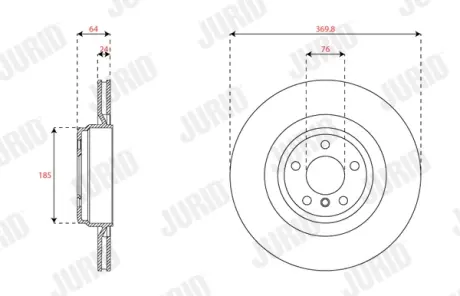 Гальмівний диск зад. BMW 5: F01/F02/F03/F04/F07 08-17 (370*69,2) Jurid/Bendix 563515JC-1