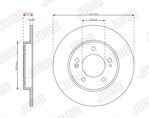 TARCZA HAM./TYв”јГј/ HYUNDAI I30 16- Jurid/Bendix 563614JC (фото 1)