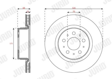 Гальмівний диск передній Tesla Model 3 (2018->) Jurid/Bendix 563658JC