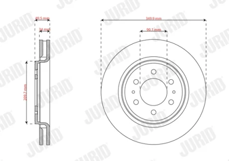 JURID FORD USA Гальм. диск передн. F-150 4.6 08-10, EXPEDITION 5.4 XLT 4x4 07- Jurid/Bendix 563748JC1