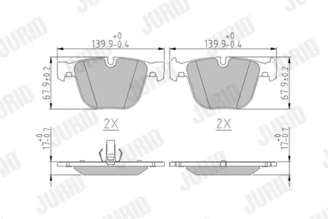 Гальмівні колодки задні BMW 1-Series, 3-Series, 5-Series, 6-Series, 7-Series, X5, X6 / Bentley / Rol Jurid/Bendix 571991J