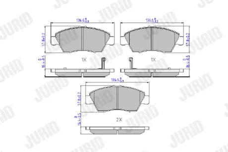 Гальмівні колодки передні Honda Civic V VI VII VIII, CRX III Jurid/Bendix 572340J