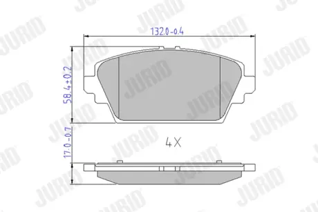 Гальмівні колодки передні Nissan Almera tino, Primera (2002->) Jurid/Bendix 572428J