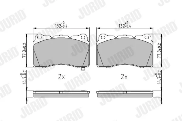 Гальмівні колодки передні Honda/ Mitsubishi/ Opel/ Renault / Saab/ Subaru/ Tesla/ Volvo Jurid/Bendix 572508J (фото 1)