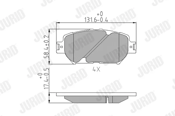 Гальмівні колодки передні Toyota Camry, Corona, Mark X / Lexus GS Jurid/Bendix 572553J (фото 1)