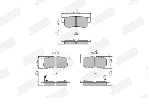 Гальмівні колодки задні Hyundai Santa Fe, Sonata, Elantra, Getz, Tucson / KIA Sportage, Magentis Jurid/Bendix 572557J (фото 1)