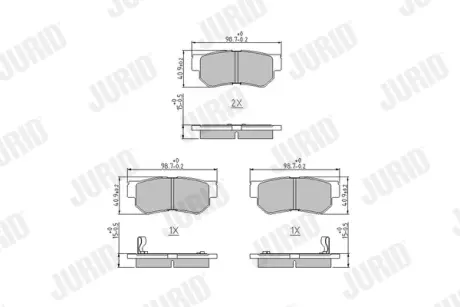 Гальмівні колодки задні Hyundai Santa Fe, Sonata, Elantra, Getz, Tucson / KIA Sportage, Magentis Jurid/Bendix 572557J