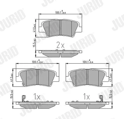 Гальмівні колодки задні Hyundai Accent IV, Elantra V, Solaris, Elantra, Sonata / Kia Rio, Soul / Ssa Jurid/Bendix 572629J (фото 1)