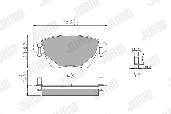 Гальмівні колодки задні Ford Mondeo III / Jaguar X-Type I, II, XJ Jurid/Bendix 573012J (фото 1)