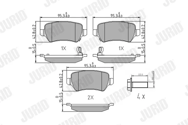 Гальмівні колодки задні Opel Astra, Combo, Meriva, Zafira / KIA Venga / Chrysler Concorde / Chevrole Jurid/Bendix 573122J (фото 1)