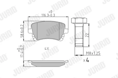Гальмівні колодки задні Audi A4, A6, A8 Jurid/Bendix 573219J
