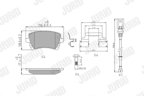 Гальмівні колодки задні VW Transporter V,Transporter VI, Multivan V Jurid/Bendix 573220J