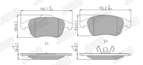 Гальмівні колодки передні Renault Clio IV, Fluence, Grand Scenic, Laguna III, Megane III, Scenic III Jurid/Bendix 573243J