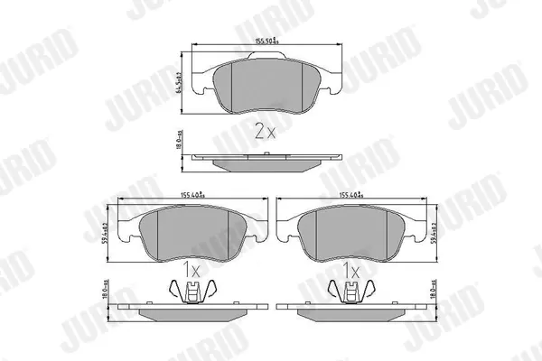 Гальмівні колодки передні Renault Captur, Clio, Duster, Fluence, Megane, Scenic, Zoe / Nissan / Daci Jurid/Bendix 573268J (фото 1)