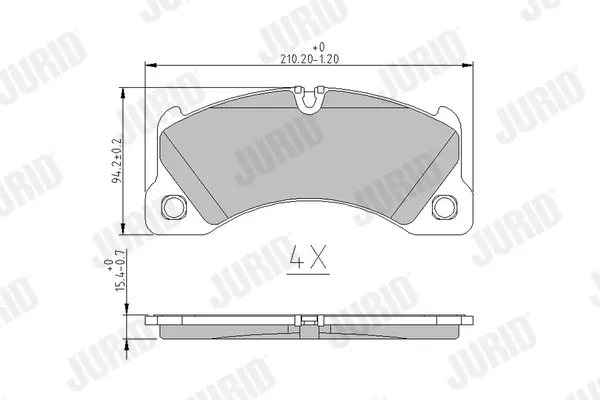 Гальмівні колодки передні Porsche Cayenne, Macan, Panamera / VW Touareg Jurid/Bendix 573329J (фото 1)