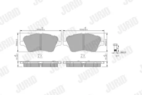 Гальмівні колодки передні Ford B-Max, Fiesta, Tourneo Courier Jurid/Bendix 573363J