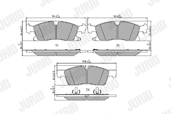 Гальмівні колодки передні Mercedes M-Class, GLE (W166), GLS, GL (X166) / Jeep Grand Cherokee IV Jurid/Bendix 573459J (фото 1)
