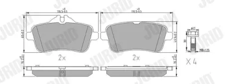 Гальмівні колодки задні AMG Mercedes ML (W166), GL (X166), GLE (C292), GLS (X166) Jurid/Bendix 573466J