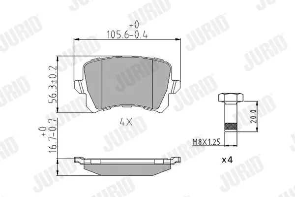 Гальмівні колодки задні Audi Q3 VW Passat /Tiguan Jurid/Bendix 573667J (фото 1)