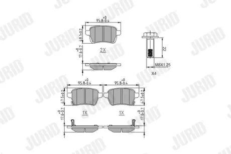 Гальмівні колодки задні FIAT 500L, TIPO / OPEL ADAM, CORSA Jurid/Bendix 573689J