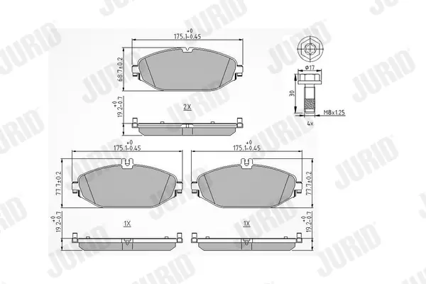 Гальмівні колодки передні Mercedes C-Class (A205, C205, W205) E-Class (A238, C238, S213, W213) Jurid/Bendix 573692J (фото 1)