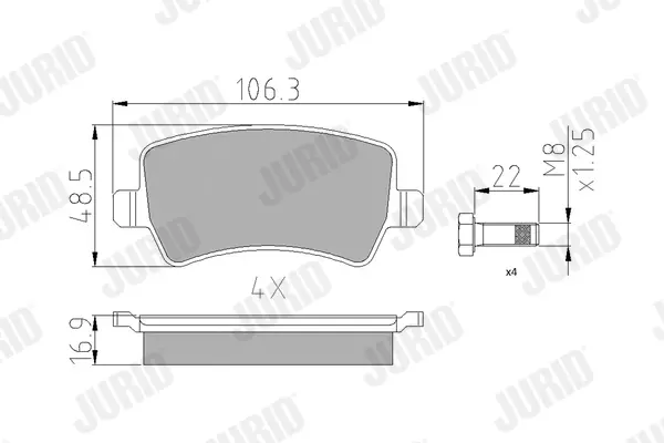 Гальмівні колодки задні Range Rover Evoque / Volvo S60, S80, V70, XC60, XC70 Jurid/Bendix 573748J (фото 1)