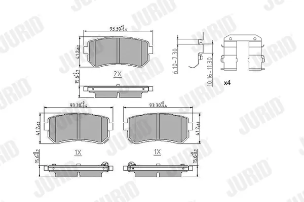 Гальмівні колодки задні HYUNDAI KONA, SONATA / KIA OPTIMA, PICANTO, SOUL Jurid/Bendix 573830J (фото 1)