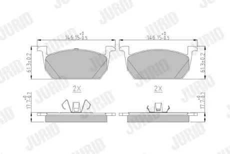 Гальмівні колодки передні VW POLO, T-CROSS/AUDI A1/SEAT ARONA,IBIZA/SKODA KAMIQ, SCALA Jurid/Bendix 573833J