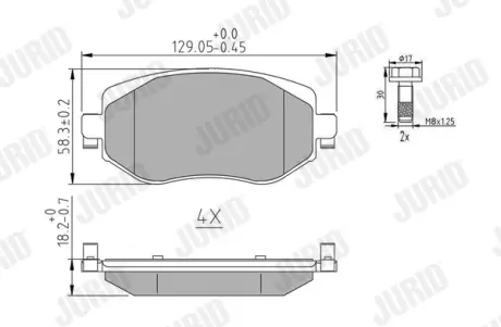 Гальмівні колодки передні Renault Megane IV Jurid/Bendix 573842J
