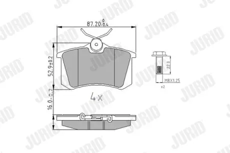 Гальмівні колодки задні Renault Megane III, IV, Clio IV, Fluence, CC Jurid/Bendix 573847J