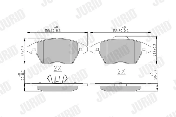 Гальмівні колодки передні Audi A1, S1 / Seat Ibiza / VW Polo Jurid/Bendix 573852J (фото 1)