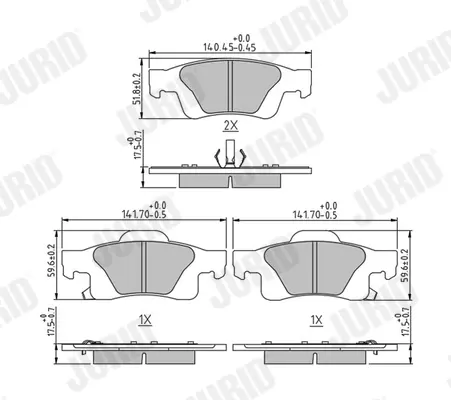 Гальмівні колодки задні Jeep Grand Cherokee IV (WK, WK2) Jurid/Bendix 573860J (фото 1)