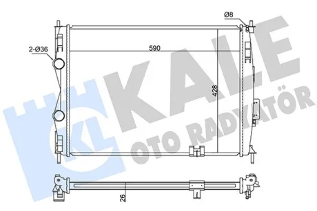 Радіатор охолодження двигуна (паяний) Nissan Qashqai (06-) 2.0i MCVT OTO RADYATOR Kale 342055