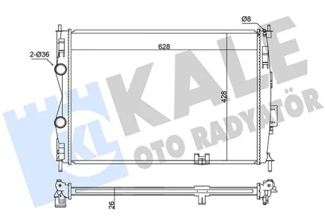 Радіатор охолодження двигуна (паяний) Nissan Qashqai (07-) 2.0dCi OTO RADYATOR Kale 342060