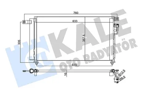 Радіатор кондиціонера KIA Rio II (05-) 1.4i, 1.6i OTO RADYATOR Kale 345235