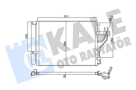 Радіатор кондиціонера Hyundai IX35/KIA Carens IV, Sportage (10-) 1.7 CRDi, 2.0 CRDi OTO RADYATOR Kale 345425