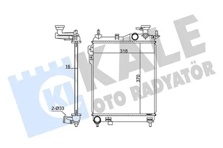 Радіатор охолодження двигуна (паяний) Hyundai Getz (02-) МКПП 1.1i, 1.3i, 1.4i, 1.6i OTO RADYATOR Kale 348330