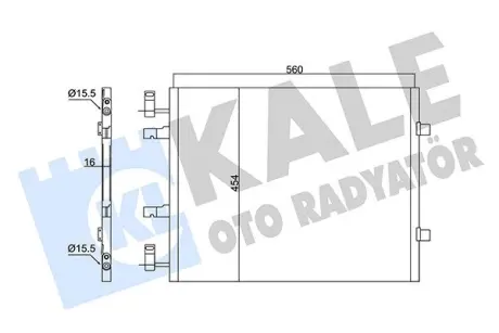 Радіатор кондиціонера (560x454x16) Renault Trafic II/Opel Vivaro/Nissan Primastar (06-) 2.0 dCi OTO RADYATOR Kale 350670