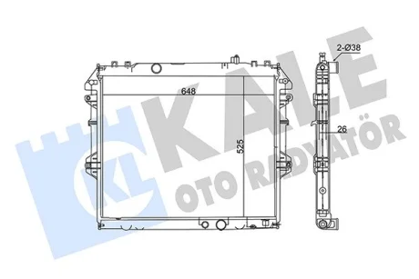 Радіатор охолодження двигуна (паяний) Toyota Hilux VII (04-) 2.5TD, 3.0TD МКПП OTO RADYATOR Kale 352600