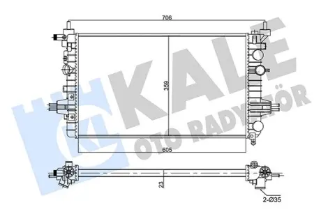 Радіатор охолодження двигуна Opel Astra H (04-), Zafira B (05-) 1.6i, 1.8i OTO RADYATOR Kale 357020