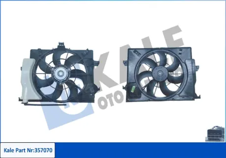 Вентилятор охолодження радіатора з кожухом Hyundai Accent IV, Veloster, Kia Rio III OTO RADYATOR Kale 357070