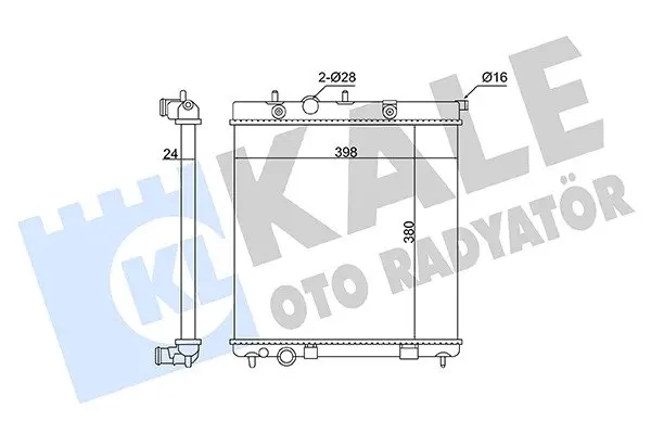 Радіатор охолодження двигуна Citroen C3 II (09-), DS3 (09-)/Peugeot 207 (07-), 208 (12-) 1.4i, 1.6i KALE OTO RADYATOR Kale 362805 (фото 1)
