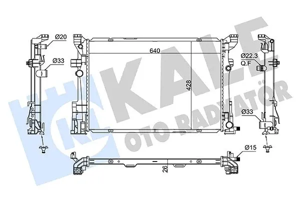 Радіатор охолодження двигуна (паяний) MB A-Class (13-), B-Class (12-)/Infiniti Q30 (15-) 7 speed DCT KALE OTO RADYATOR Kale 362885 (фото 1)