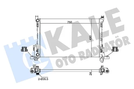 Радіатор охолодження двигуна Renault Trafic III (14-)/Opel Vivaro (14-)/Fiat Talento (16-) 1.6DCi KALE OTO RADYATOR Kale 363085
