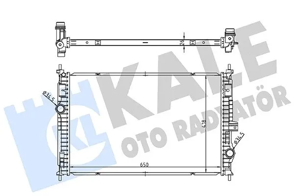Радіатор охолодження двигуна (паяний) Citroen Berlingo, C5 Aircross (18-)/Opel Astra L (21-), Grandland (17-)/Peugeot 308 III (21-), 5008 II (16-), 508 II (18-) KALE OTO RADYATOR Kale 363595 (фото 1)